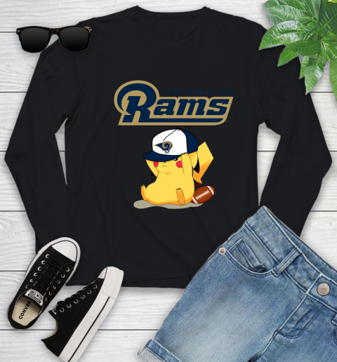 NFL Pikachu Football Sports Los Angeles Rams Youth Long Sleeve 2