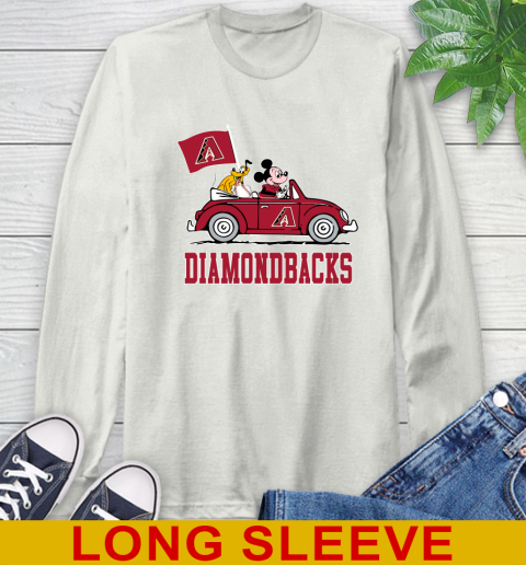 MLB Baseball Arizona Diamondbacks Pluto Mickey Driving Disney Shirt Long Sleeve T-Shirt 12