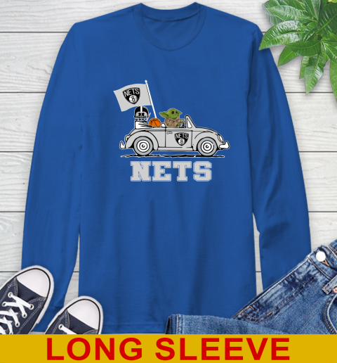 NBA Basketball Brooklyn Nets Darth Vader Baby Yoda Driving Star Wars Shirt Long Sleeve T-Shirt 9