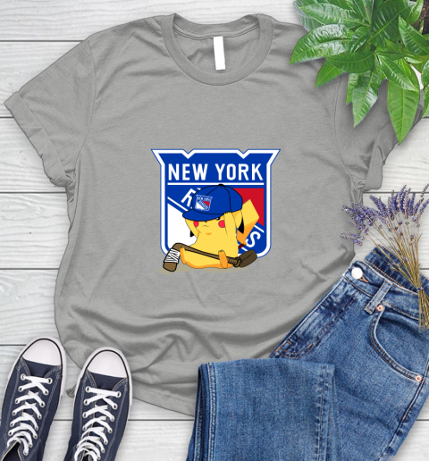 NHL Pikachu Hockey Sports New York Rangers Women's T-Shirt 10