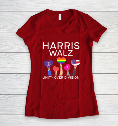 Harris Waltz 2024 Unity Over Division Women's V-Neck T-Shirt 6