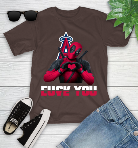 MLB Los Angeles Angels Deadpool Love You Fuck You Baseball Sports Youth T-Shirt 22