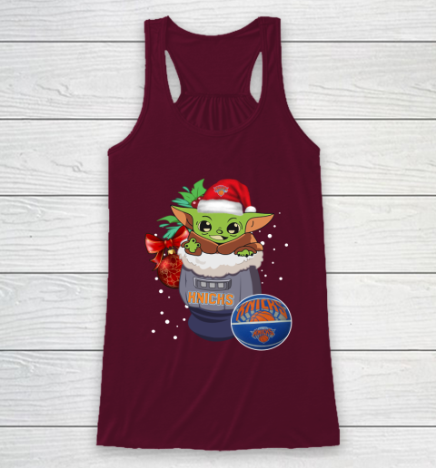 New York Knicks Christmas Baby Yoda Star Wars Funny Happy NBA Racerback Tank 3