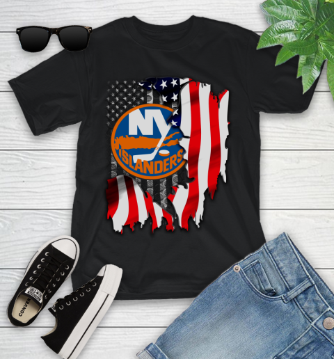 New York Islanders NHL Hockey American Flag Youth T-Shirt