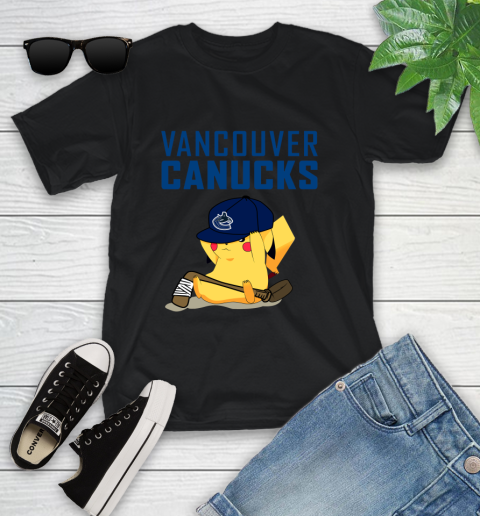 NHL Pikachu Hockey Sports Vancouver Canucks Youth T-Shirt 2