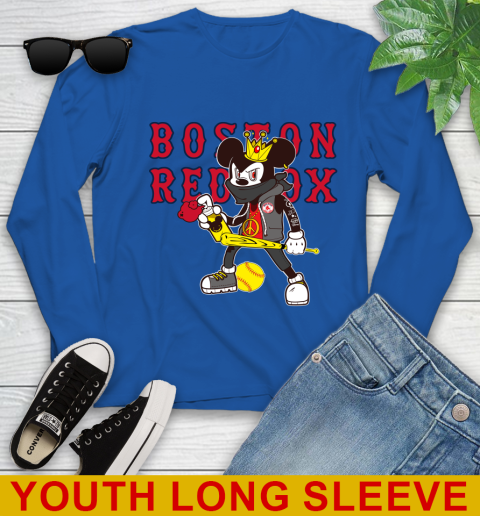Boston Red Sox MLB Baseball Mickey Peace Sign Sports Youth Long Sleeve 10