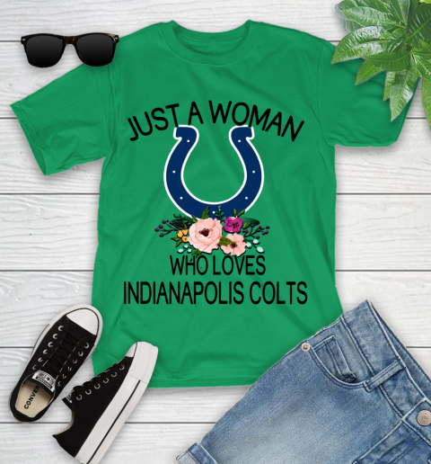 NFL Just A Woman Who Loves Indianapolis Colts Football Sports Youth T-Shirt 3