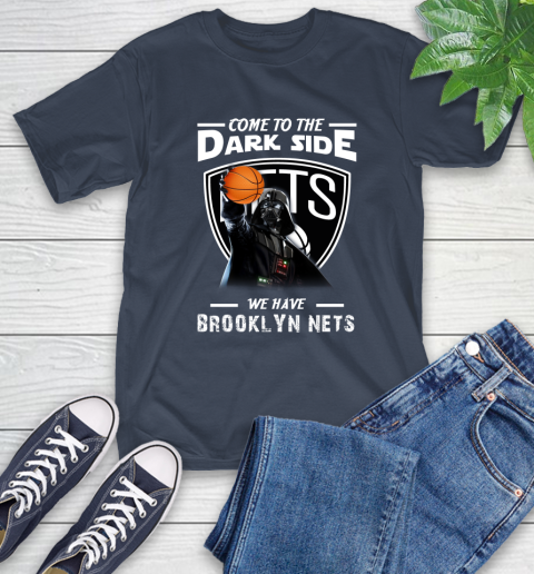 NBA Come To The Dark Side We Have Brooklyn Nets Star Wars Darth Vader Basketball T-Shirt 3