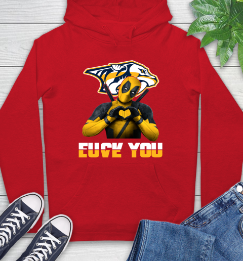 NHL Nashville Predators Deadpool Love You Fuck You Hockey Sports Hoodie 10