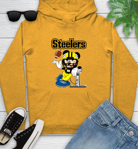 NFL Pittsburgh Steelers Mickey Mouse Disney Super Bowl Football T Shirt Youth Hoodie 3