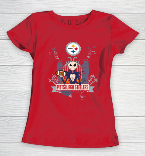 NFL Pittsburgh Steelers Football Jack Skellington Halloween Women's T-Shirt 9
