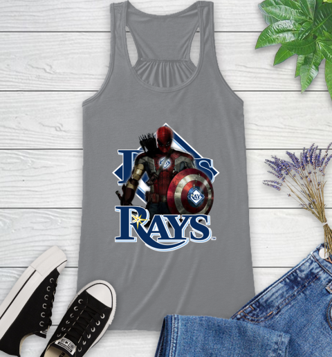 MLB Captain America Thor Spider Man Hawkeye Avengers Endgame Baseball Tampa Bay Rays Racerback Tank 5