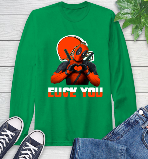 NHL Cleveland Browns Deadpool Love You Fuck You Football Sports Long Sleeve T-Shirt 8