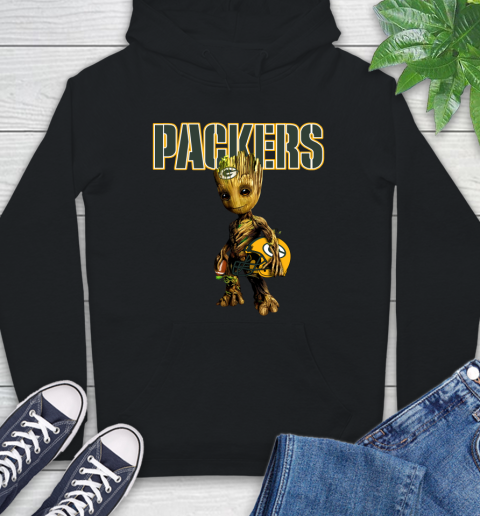 Green Bay Packers NFL Football Groot Marvel Guardians Of The Galaxy Hoodie - Image 3