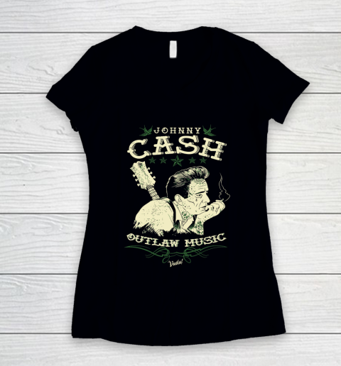 Johnny Cash Wanted Original Merchandise Women's V-Neck T-Shirt