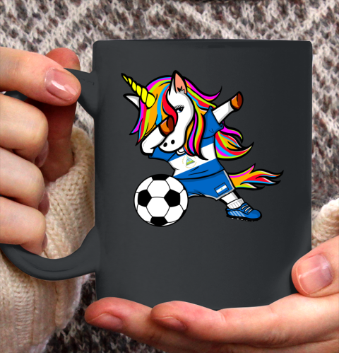 Dabbing Unicorn Nicaragua Football Nicaragua Flag Soccer Ceramic Mug 11oz