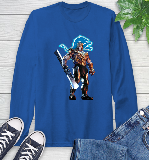 NFL Thanos Gauntlet Avengers Endgame Football Detroit Lions Long Sleeve T-Shirt 9