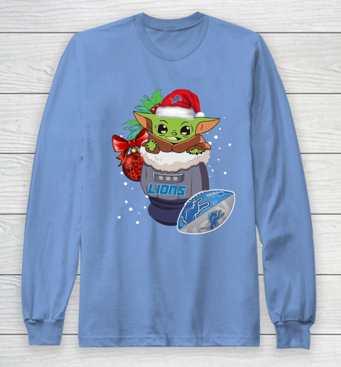 Detroit Lions Christmas Baby Yoda Star Wars Funny Happy NFL Long Sleeve T-Shirt 11