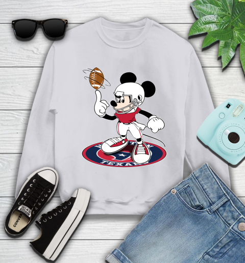 NFL Football Houston Texans Cheerful Mickey Disney Shirt Youth Sweatshirt 4