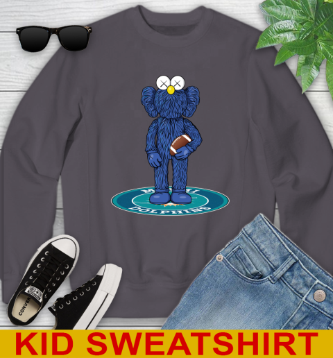 NFL Football Miami Dolphins Kaws Bff Blue Figure Shirt Youth Sweatshirt 6