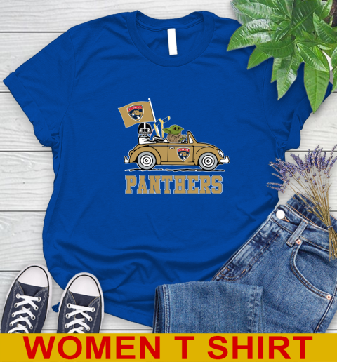 NHL Hockey Florida Panthers Darth Vader Baby Yoda Driving Star Wars Shirt Women's T-Shirt 9