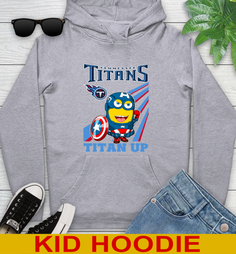 NFL Football Tennessee Titans Captain America Marvel Avengers Minion Titan Up Shirt Youth Hoodie 6