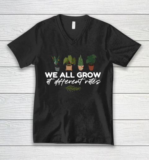 We All Grow At Different Rates, Special Education Teacher Autism Awareness V-Neck T-Shirt