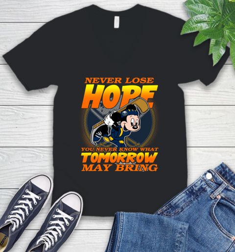 Buffalo Sabres NHL Hockey ootball Mickey Disney Never Lose Hope V-Neck T-Shirt