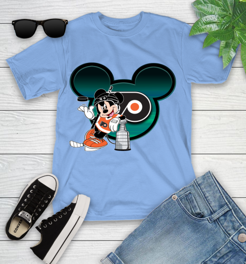 NHL Philadelphia Flyers Stanley Cup Mickey Mouse Disney Hockey T Shirt Youth T-Shirt 11