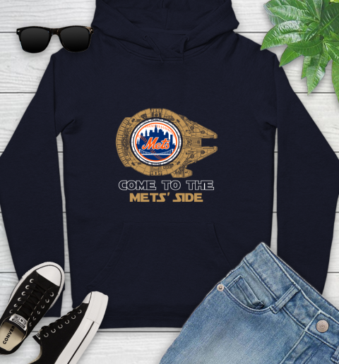 MLB Come To The New York Mets Side Star Wars Baseball Sports Youth Hoodie 3