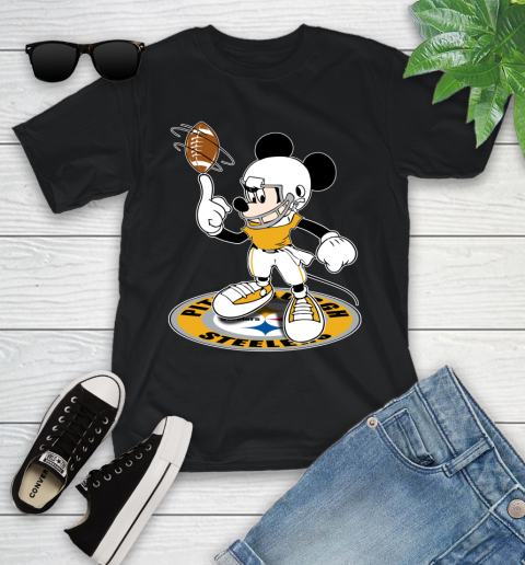 NFL Football Pittsburgh Steelers Cheerful Mickey Disney Shirt Youth T-Shirt