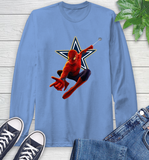 NFL Spider Man Avengers Endgame Football Dallas Cowboys Long Sleeve T-Shirt 11