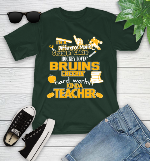 Boston Bruins NHL I'm A Difference Making Student Caring Hockey Loving Kinda Teacher Youth T-Shirt 5