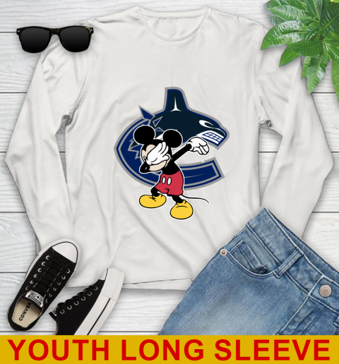 Vancouver Canucks NHL Hockey Dabbing Mickey Disney Sports Youth Long Sleeve 12