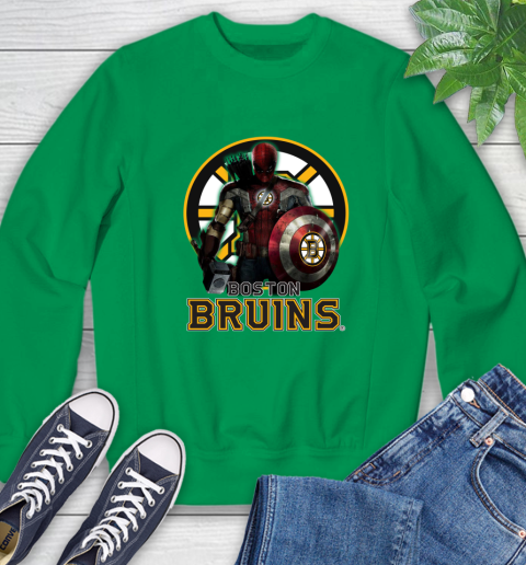 NHL Captain America Thor Spider Man Hawkeye Avengers Endgame Hockey Boston Bruins Sweatshirt 6
