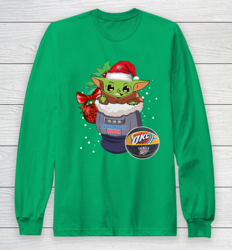Oklahoma City Thunder Christmas Baby Yoda Star Wars Funny Happy NBA Long Sleeve T-Shirt 7