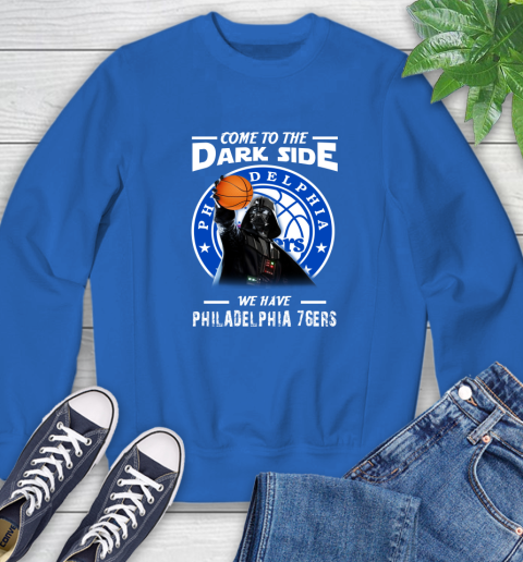 NBA Come To The Dark Side We Have Philadelphia 76ers Star Wars Darth Vader Basketball Sweatshirt 9