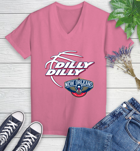 NBA New Orleans Pelicans Dilly Dilly Basketball Sports Women's V-Neck T-Shirt 13