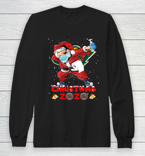Minnesota Wild Funny Santa Claus Dabbing Christmas 2020 NHL Long Sleeve T-Shirt