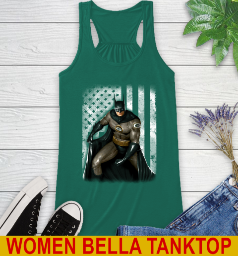 Green Bay Packers NFL Football Batman DC American Flag Shirt Racerback Tank Tee For Sports
