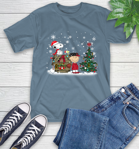 MLB Arizona Diamondbacks Snoopy Charlie Brown Christmas Baseball Commissioner's Trophy T-Shirt 8