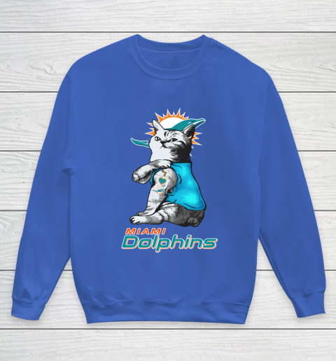 NFL Football My Cat Loves Miami Dolphins Youth Sweatshirt 6