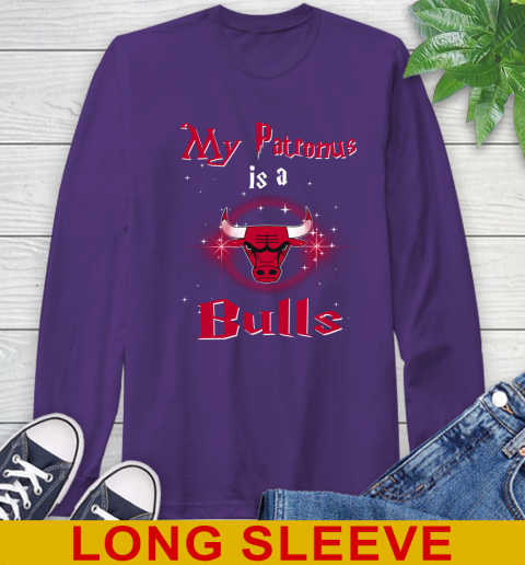 NBA Basketball Harry Potter My Patronus Is A Chicago Bulls Long Sleeve T-Shirt 5