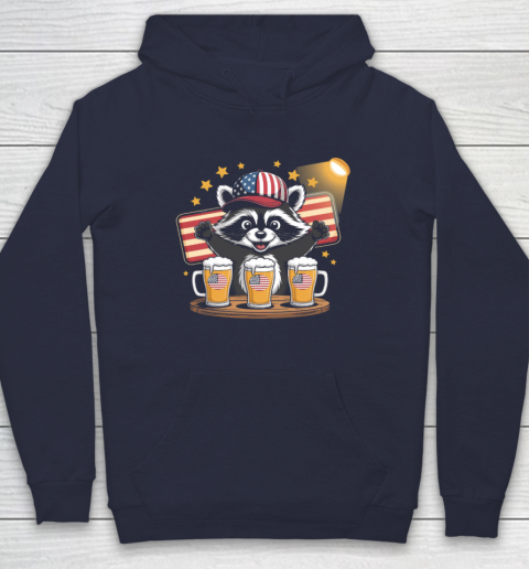 Raccoon red white and brew Funny Independence Day 4th of July Hoodie 2
