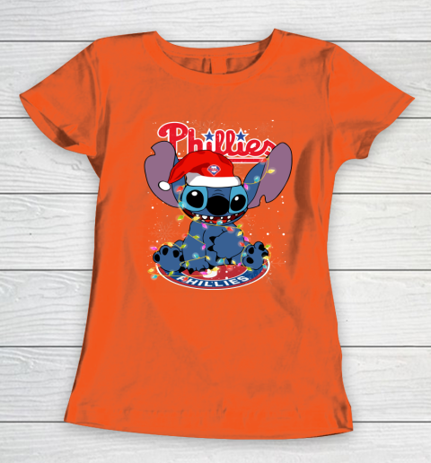 Philadelphia Phillies MLB noel stitch Baseball Christmas Women's T-Shirt 2