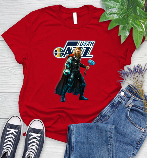 NBA Thor Avengers Endgame Basketball Utah Jazz Women's T-Shirt 9