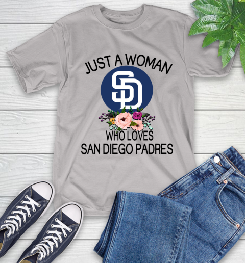 MLB Just A Woman Who Loves San Diego Padres Baseball Sports T-Shirt 12