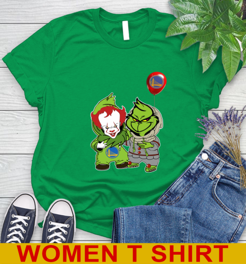Golden State Warriors Baby Pennywise Grinch Christmas NBA Basketball Women's T-Shirt 6