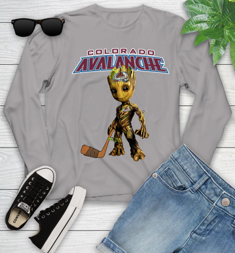 Colorado Avalanche NHL Hockey Groot Marvel Guardians Of The Galaxy Youth Long Sleeve 5