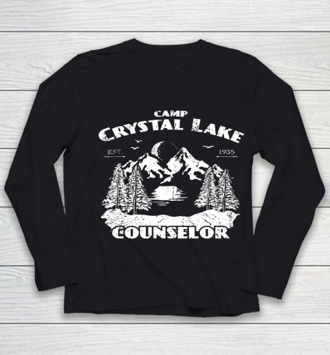 Camp Camping Crystal Lake Counselor Vintage Youth Long Sleeve